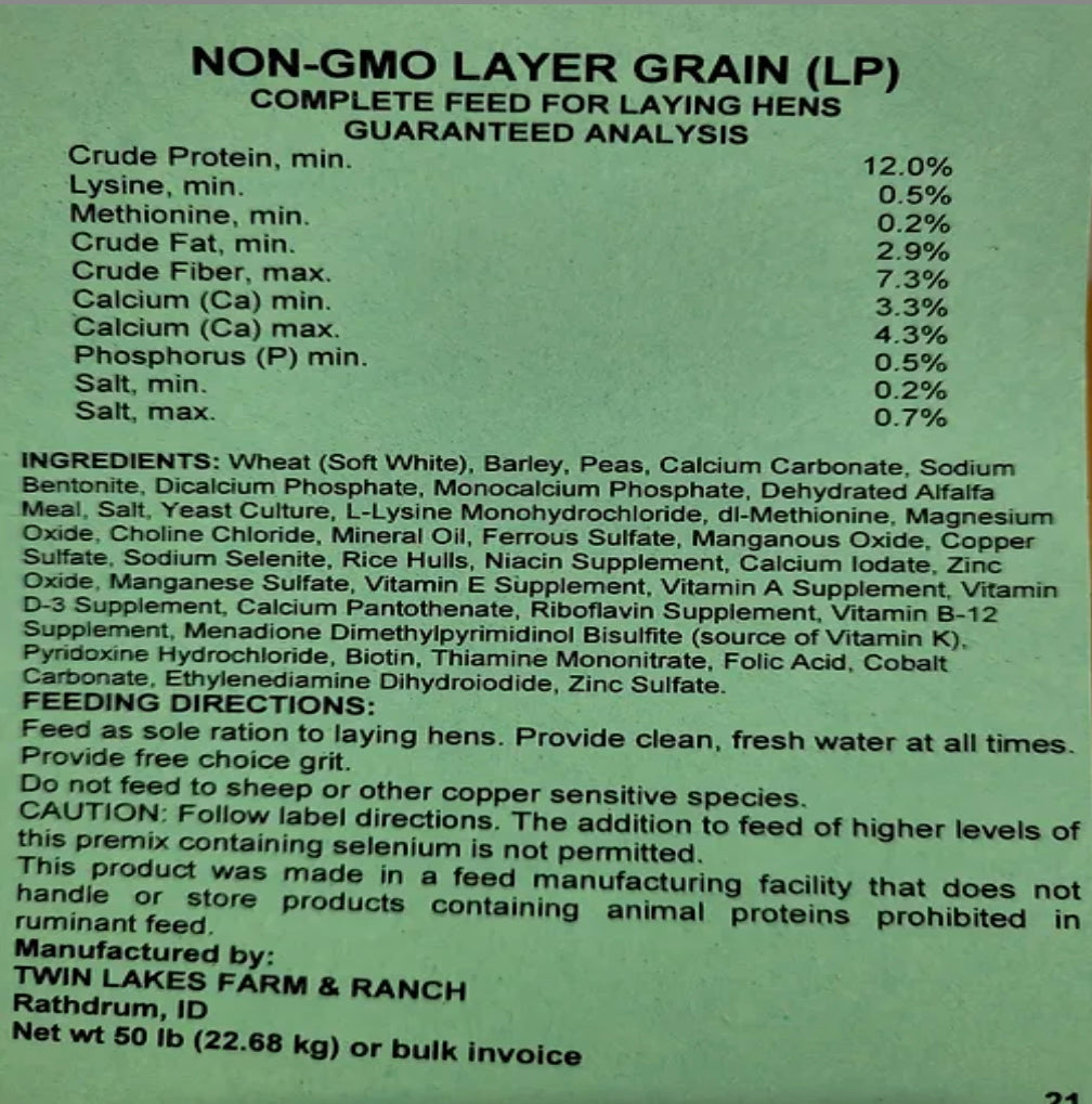 Egg Layer Chicken Feed- 1000# Tote