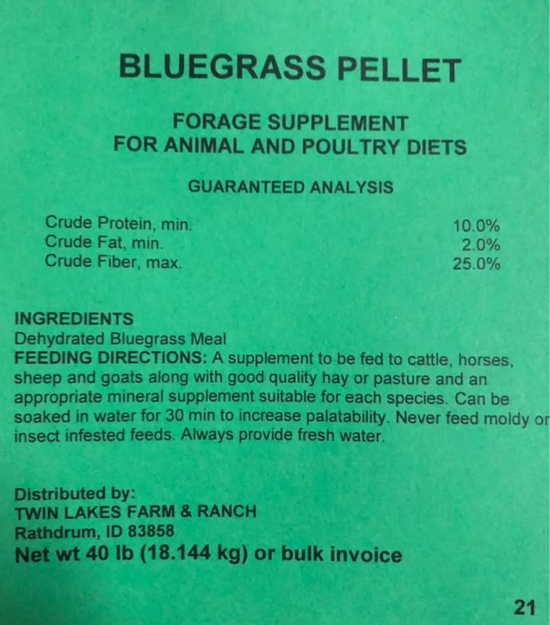 Grass Pellets- 850# Tote